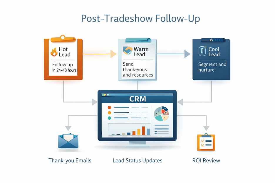Infographic outlining post-tradeshow follow-ups.