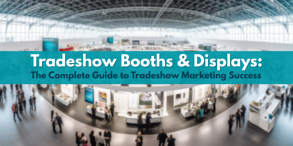 Aerial view of a trade show with various booths.